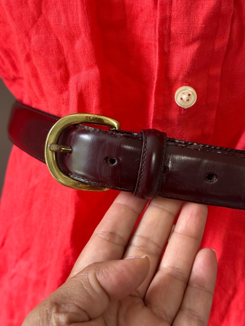 Coach Brown Leather Belt with Brass Detail